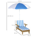 Lettino Prendisole per Bambini 90x59x53 cm con Ombrellone Azzurro e Bianco