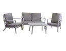 Set Salotto da Giardino Divano 2 Poltrone e Tavolino in Alluminio New Boston Bianco
