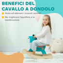 Cavallo a Dondolo Asino per Bambini Legno 59x27x43 cm Verde Scuro e Arancione      