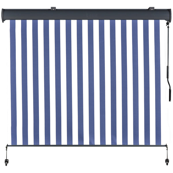 acquista Tenda da Sole Avvolgibile a Rullo da Esterno Bianco e Blu Varie Misure