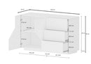 Credenza 2 Ante + 3 Cassetti 140x43x86 cm Alien Bianco Lucido