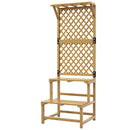 Fioriera con Grigliato a 2 Livelli con Tetto e Ripiani a Doghe 60x50x166 cm in Legno di Abete 