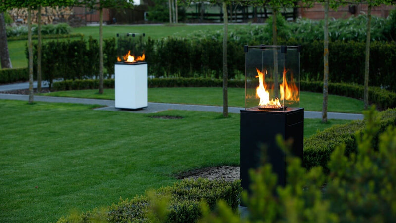 Stufa a Gas da Esterno 127,6x39,8x39,4cm Flig Gastonia Mini Nero Lucido con Telecomando e Vetri