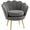 Poltrona Imbottita 76x67x74 cm in Tessuto Vellutato Grigio