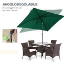 Ombrellone Rettangolare 2x3 m Pieghevole e Regolabile in Alluminio e Poliestere Verde e Nero   