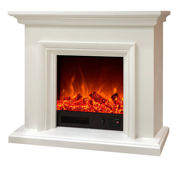 online Camino Elettrico da Pavimento 80x100x33 cm Effetto Fiamma 1500W David Bianco