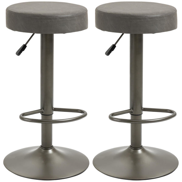 Set 2 Sgabelli Bar 35x36x64-85 cm con Poggiapiedi in Similpelle Grigio acquista