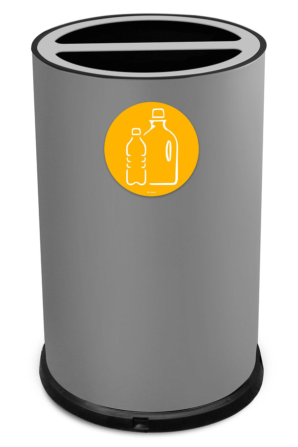 Pattumiera Per Raccolta Differenziata Ø45xh72 cm In Acciaio Verniciato 2 Scomparti Grigio sconto