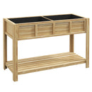Fioriera Rialzata 115x46x75 cm con Ripiano Inferiore Divisorio Fori di Drenaggio in Legno      