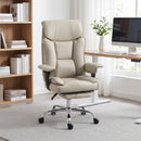 Sedia Ufficio Girevole Reclinabile 135° 79x70x118-126 cm con Poggiapiedi Braccioli e Altezza Regolabili in Finta Pelle Grigio Chiaro      