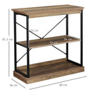 Scaffale 3 Ripiani 80x36x81,3 cm in Legno e Metallo Marrone