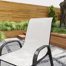 Set 2 Sedie da Giardino 54x71x93 cm Impilabili con Braccioli Curvi in Acciaio e Tessuto Traspirante Grigio Chiaro      