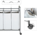 Carrello Portabiancheria 77x41x81,5 cm 3 Sacchi in Acciaio Grigio