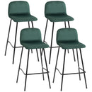 Set 4 Sgabelli Alti con Poggiapiedi 40x45,5x94 cm in Poliestere Vellutato Verde e Nero
