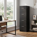 Armadio per Ufficio 40x42x130,8 cm a 4 Cassetti con 2 Serrature e Barra Portadocumenti in Truciolato Nero      
