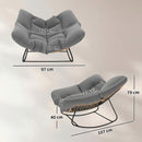 Sedia a Dondolo da Interni ed Esterni 97x107x79 cm con Seduta Extra Larga e Cuscino Imbottito in Cotone PP Grigio      