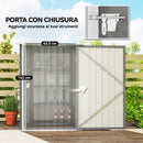 Casetta Box da Giardino Porta Attrezzi 100x104x160 cm con Porta a Battente in Acciaio Galvanizzato Grigio Chiaro      