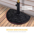Base per Ombrellone a Mezzaluna 50x31x32 cm per Pali da Ø3,8 e Ø4,8 cm in Resina Nero 