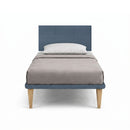 Letto Singolo con Rete Rivestita Microfibra Blu Tessis Testata Square Varie Misure