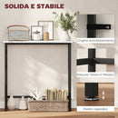 Consolle da Ingresso 75x24x76 cm Piano Effetto Marmo in Legno e Acciaio Bianco e Nero  