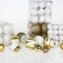 Confezione 100 Palline Natale Oro e Bianco Diametro 3/4/6 cm Addobbo Natalizio