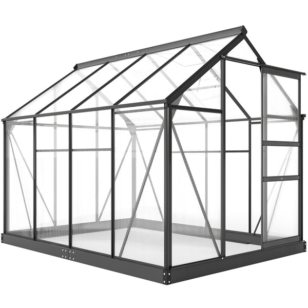 Serra 190x252x201 cm con Porta Scorrevole Presa d'Aria e Grondaia in Policarbonato e Alluminio Grigio prezzo
