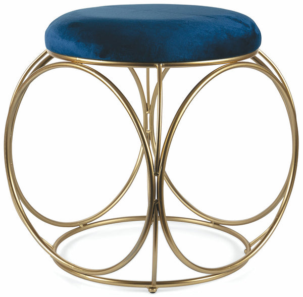 acquista Sgabello Tondo Ø40x46 cm in Ferro e Velluto Soriani Blu