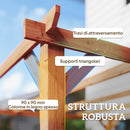 Pergola da Giardino 3x3 m con Supporti Triangolari e 5 Travi in Legno di Abete Colore Legno      