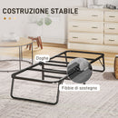 Letto Singolo Brandina Pieghevole 180x70x38 cm Materasso in Tessuto Effetto Lino Grigio   