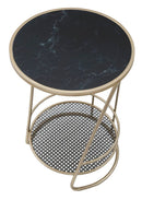 Tavolinetto Decor 41x40x60 cm in Ferro e MDF Oro ANG Nero