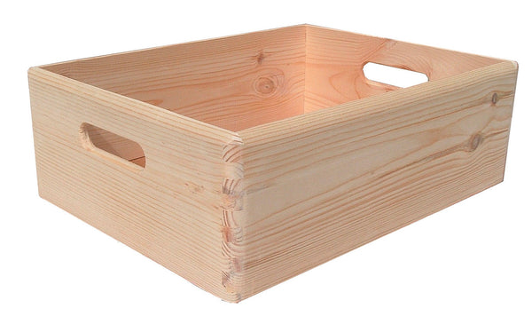 Contenitore Box Salvaspazio Sovrapponibile 40x30x14 cm in Legno di Pino Naturale sconto