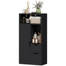 Mobile da Bagno 50x25x100 cm con Armadietto 2 Cassetti e Vano Aperto Rivestimento in Melamina Nero      