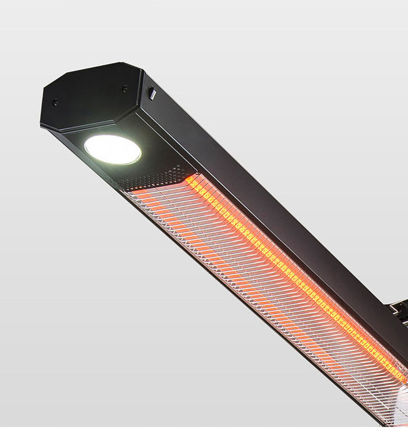 Stufa Elettrica ad infrarossi da Esterno 50x25x200 cm in Fibra di Carbonio con Luce Led Skyline Bianco Latte