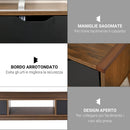 Mobile TV 2 Ante e Vano Centrale 122x39x46 cm in Legno Teak e Nero