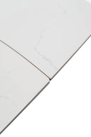 Tavolo Allungabile 140/170/200x90x76 cm in Metallo con Top in Ceramica su Vetro Bianco