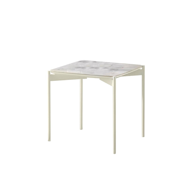 online Tavolino 55x55xH35 cm in Ceramica e Metallo Ivy Marmo Calacatta e Bianco