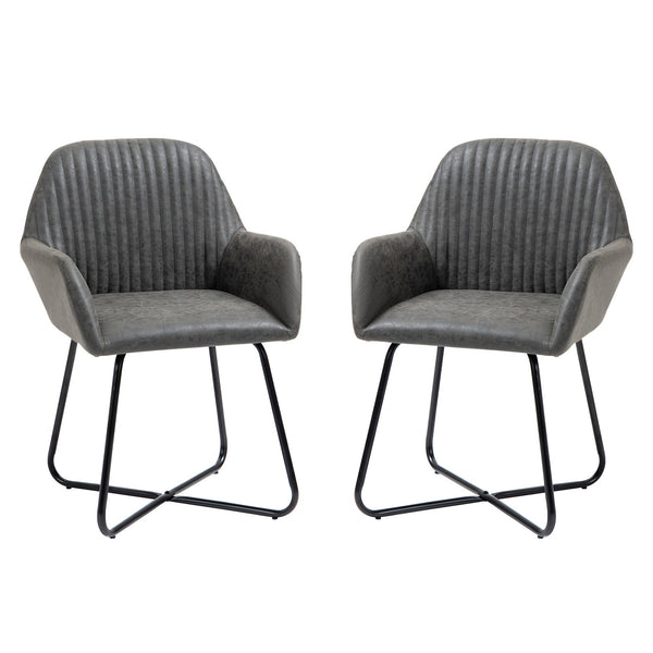 online Set 2 Sedie Imbottite 60x56,5x85 cm in Similpelle Grigie