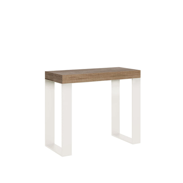 prezzo Consolle Allungabile 90-196x40x77 cm Tecno Small Quercia Natura telaio Bianco