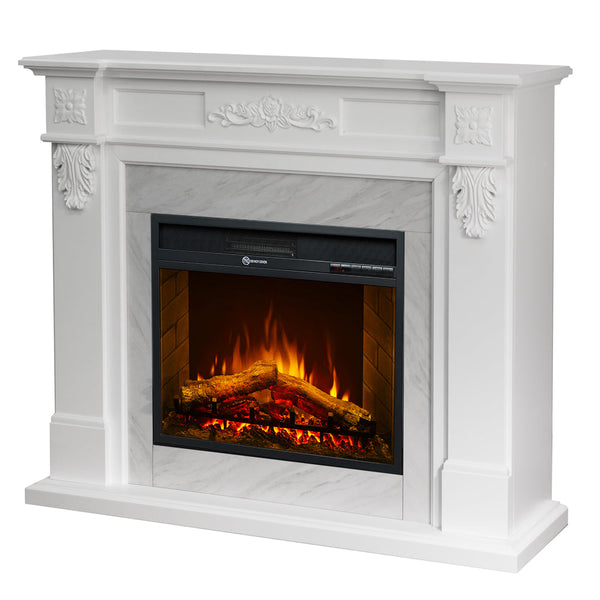 Camino Elettrico da Terra 121x38x108 cm Truman Effetto Marmo Bianco prezzo