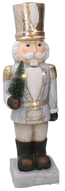 Soldatino Schiaccianoci in Resina 18x15xh62 cm con LED Decorazione Grigio