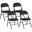 Set 2 Sedie Pieghevoli Imbottite 45x46x78 cm in Finta Pelle PU e Metallo Nero      