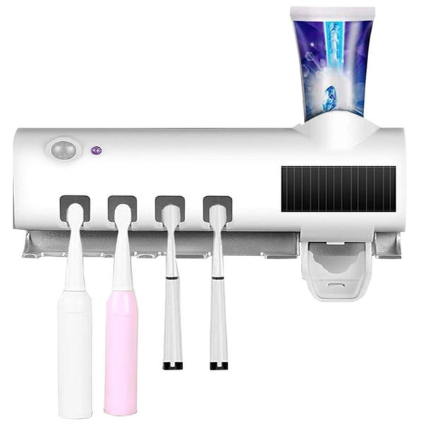 sconto Sterilizzatore UV con 4 slot portaspazzolini dentifricio a ricarica solare USB Bianco