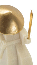 Decorazione Samurai Toku Quarzy 14x9x24,5 cm in Resina e Metallo Bianco e Oro      