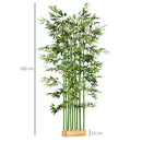Pianta Artificiale di Bambù Alta 180 cm da 1640 Foglie con Base in Legno di Pino Verde      