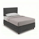 Letto Singolo Contenitore Imbottito Microfibra Grigio BoxMax Testata Flat Varie Misure