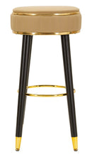 Sgabello Bar London Marrone Ø38x74 cm in Pino e MDF e Spugna e Metallo e PU      