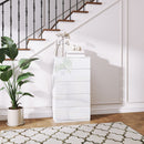 Cassettiera 5 Cassetti Antiribaltamento 55x33x100 cm Bianco Lucido  