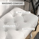 Panca Fondoletto Stile Vintage 110x37x49 cm in Tessuto Effetto Lino Bianco Crema  