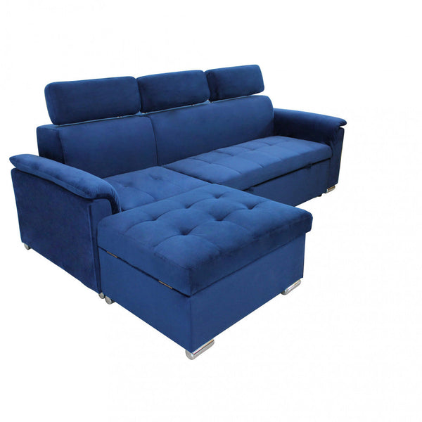 Divano Letto Derrick 234x148x84 cm in Tessuto Blu sconto