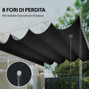 Telo Pergola per Esterni 392x350 cm Anti UV con 8 Fori di Drenaggio in Poliestere Grigio Scuro      